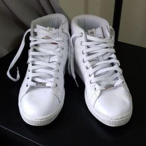 Puma High Top Womens White Leather Sneakers Size 7